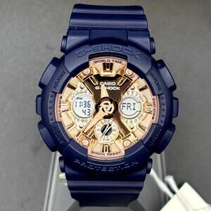 Casio G-Shock GMA-S120MF-2A2 Navy Blue Rose Gold Women’s Watch NIBWT